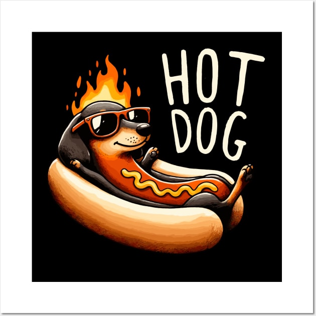 Hotdog Hot Dog (Back Print) Wall Art by DoodleDashDesigns